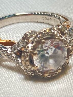 Verragio Two-Tone Halo Ring with Clear Center Stone